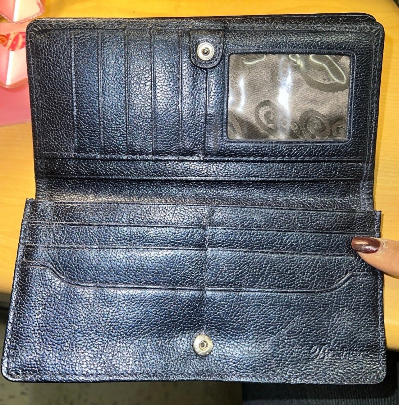 Brighton Dark Navy Blue Croc-Embossed Leather Organizer Wallet