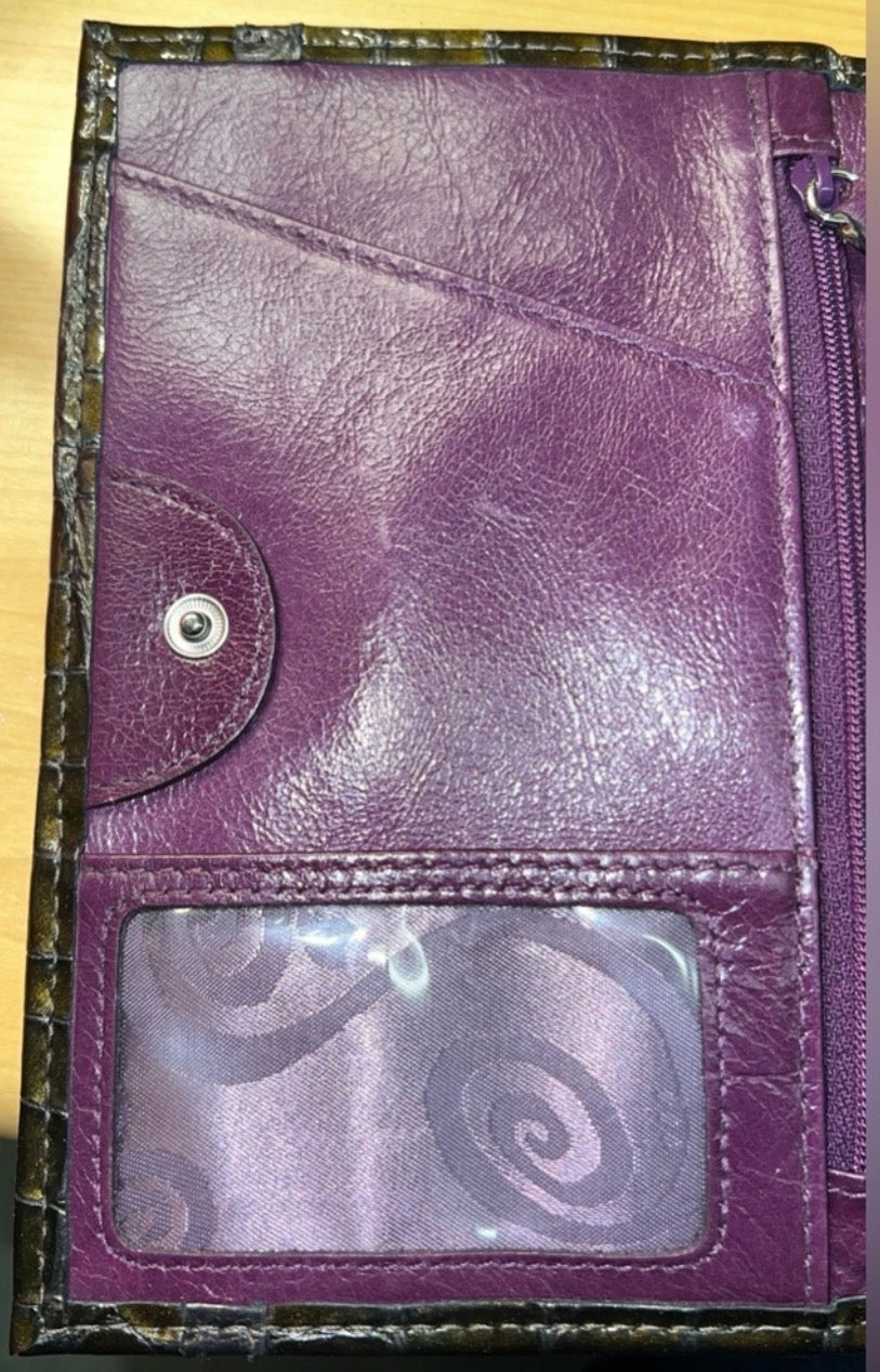 💜 Brighton Metallic Olive/Bronze Croc Organizer Wallet