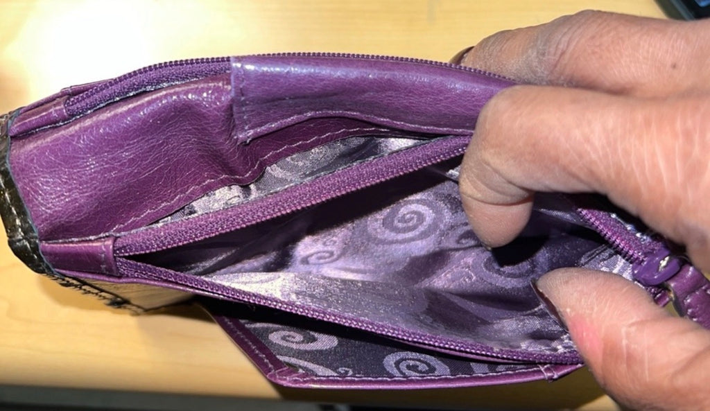 💜 Brighton Metallic Olive/Bronze Croc Organizer Wallet