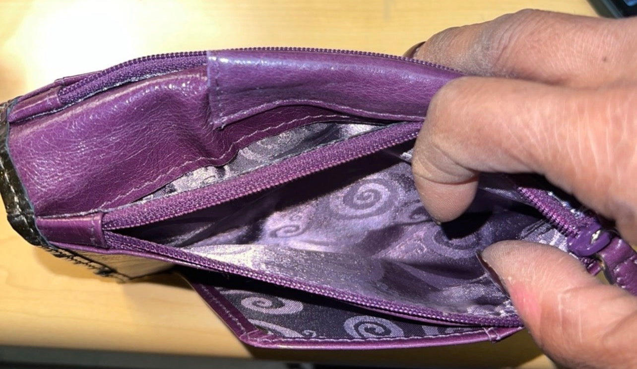 💜 Brighton Metallic Olive/Bronze Croc Organizer Wallet