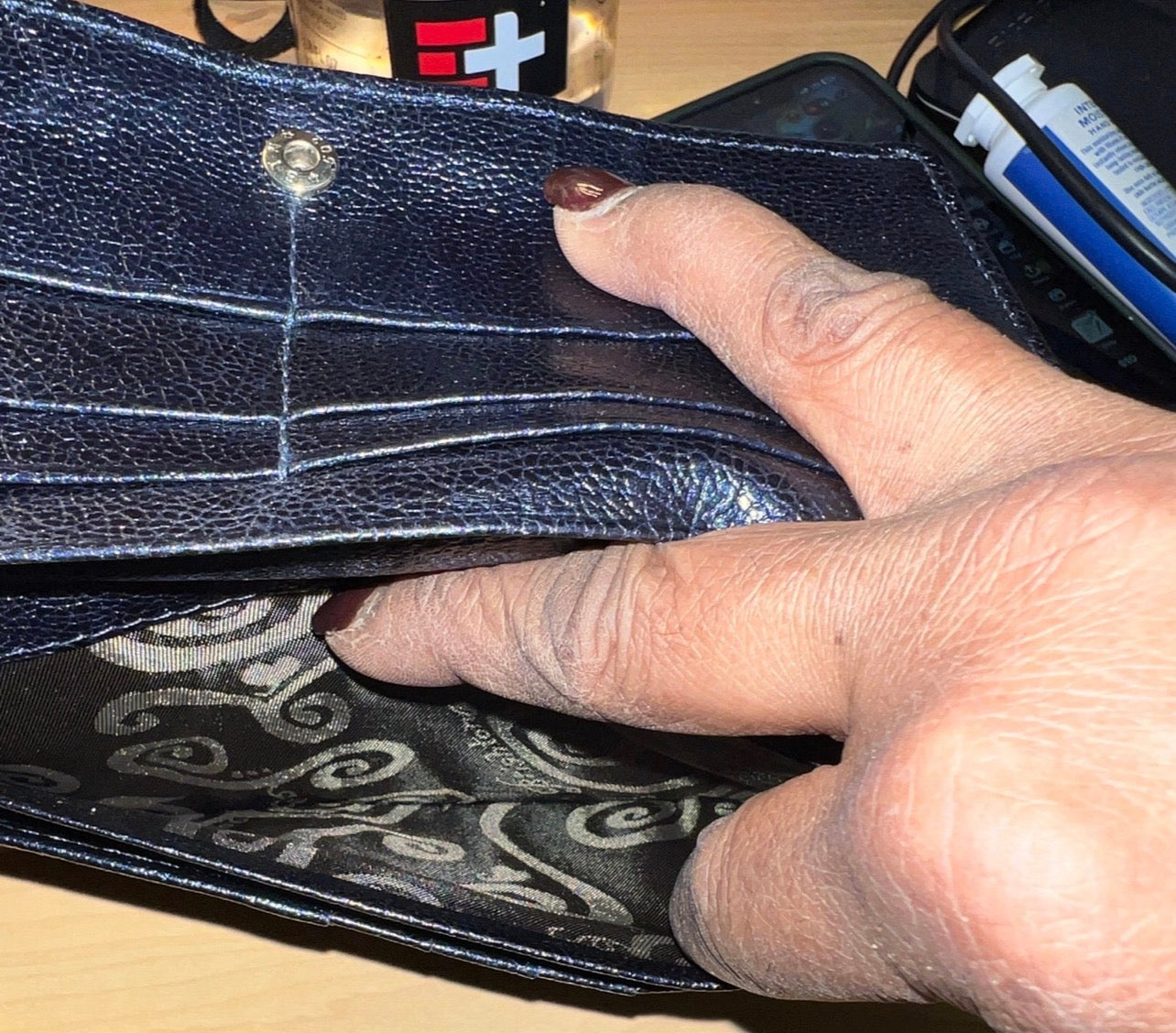 Brighton Dark Navy Blue Croc-Embossed Leather Organizer Wallet