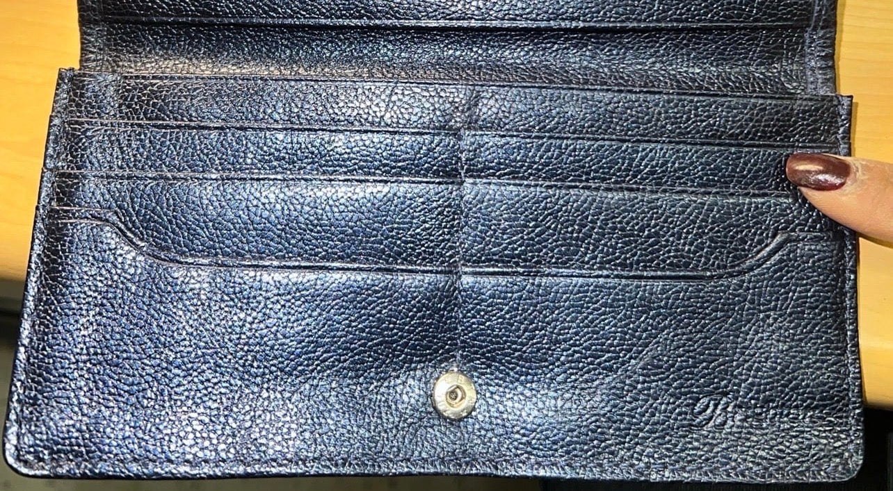 Brighton Dark Navy Blue Croc-Embossed Leather Organizer Wallet
