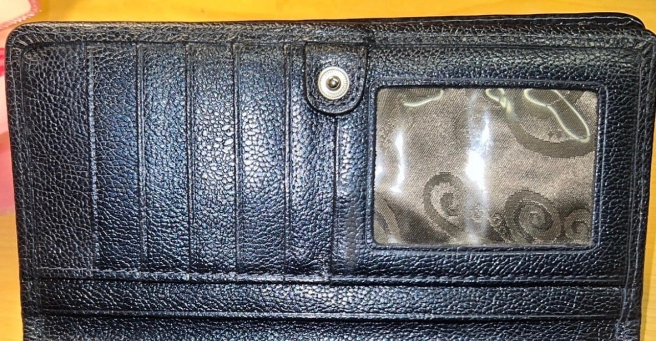 Brighton Dark Navy Blue Croc-Embossed Leather Organizer Wallet